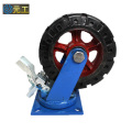 10 inch overweight flat plate iron rubber casters wheel with brake